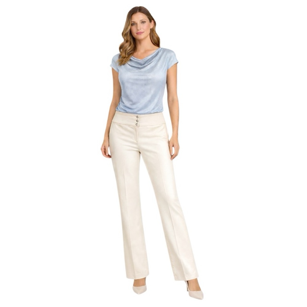 São Paulo Cream Sheen Wide Leg Pants Size 12 - Picture 2 of 6